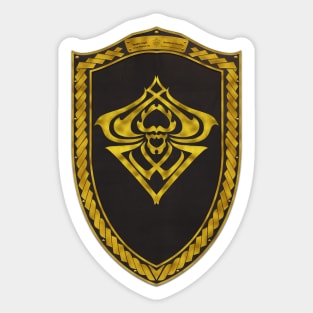 Spider Sigil Gold (Shield Gold Celtic Rope Gold rims Black Core) Sticker